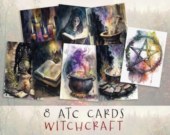 Witchcraft ATC Cards: Wiccan Grimoire Ephemera (Digital Download)
