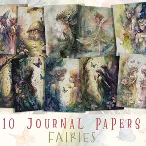 Feeëncollagebladen, Fairies Junk Journal, Magische Scrapbooking, Efemere Fee, Pagina's, Papier, Digitaal, Afdrukbaar, Kaarten, Magie