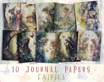 Fairy Collage Sheets, Fairies Junk Journal, Magical Scrapbooking, Fairy Ephemera, Pages, Papers, Digital, Printable, Cards, Magic