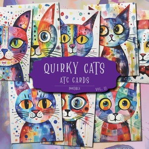 Cats Junk Journal, Cat Scrapbook, Junk Journal Supplies, Whimsical Scrapbook Paper, Cat Ephemera, Junk Journal Tags, Cat Printable Atc Cards