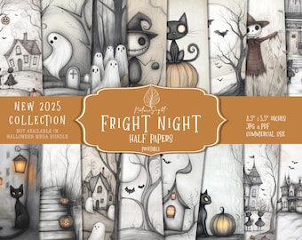 Spooky Halloween Junk Journal Paper | Vintage Printable Half Pages (Digital Download)