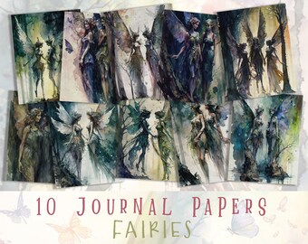 Material efímero para diario de hadas, papeles para diario de hadas, tarjetas digitales de hadas, álbum de recortes de hadas, scrapbooking, descarga instantánea, material efímero, páginas