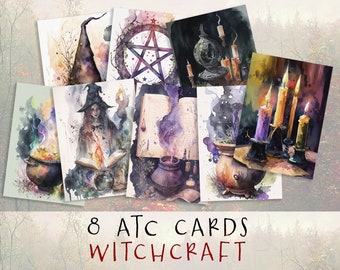 Witch ATC Cards: Gothic Halloween Ephemera (Digital Download)