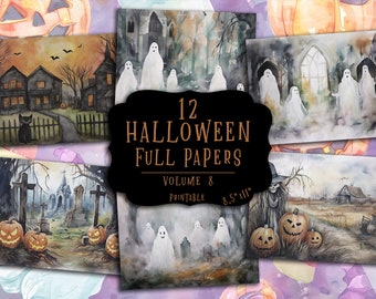 Halloween Full Papers | 12 Printable Spooky Backgrounds (Digital Download)