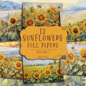 Rustic Sunflower Digital Papers: Vintage Country Scrapbook Set (Digital Download)