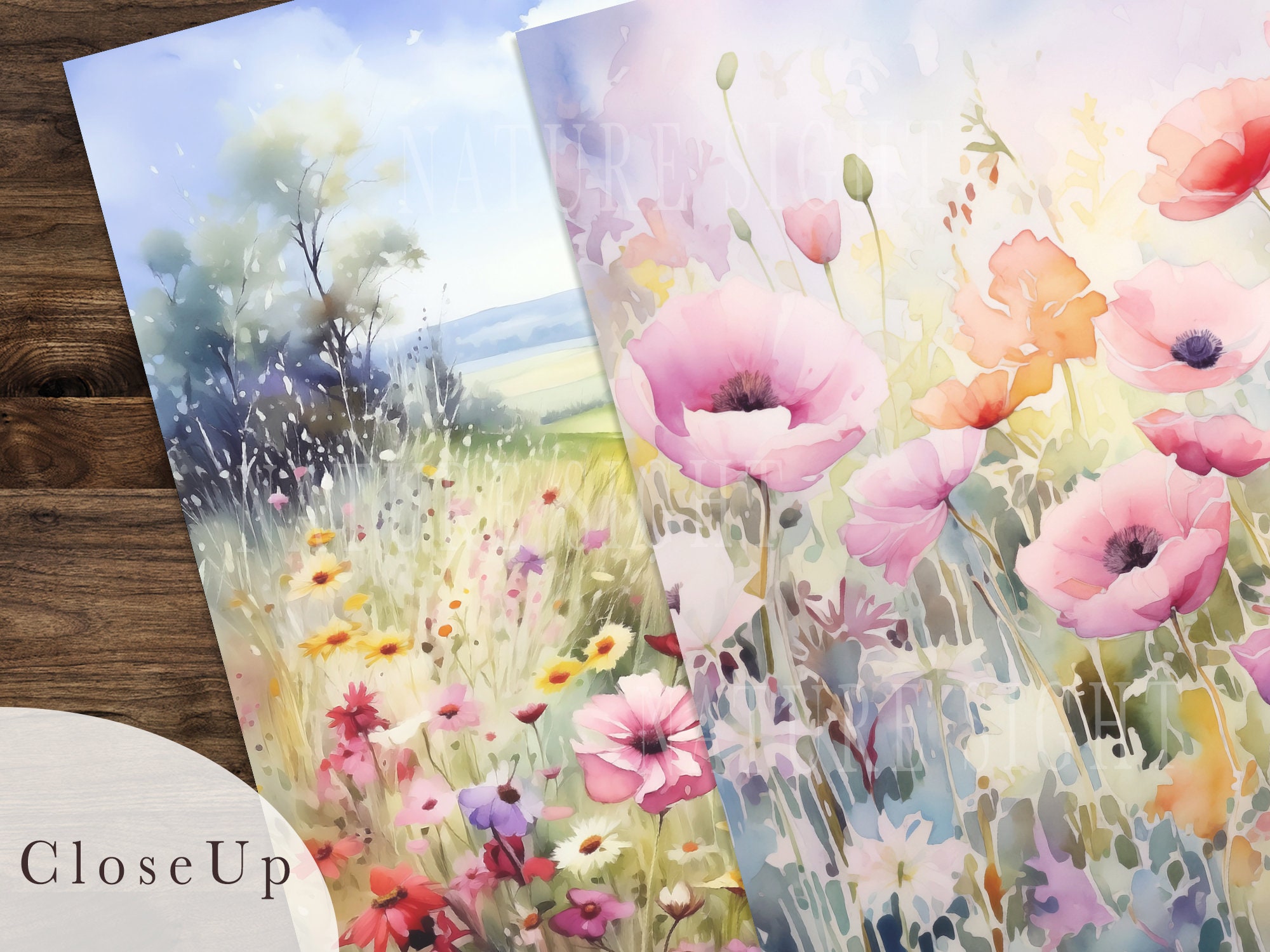 Spring Floral Digital Paper Pack: Watercolor Flower Backgrounds ...