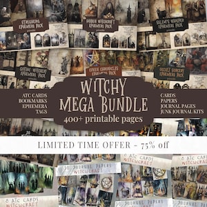 Printable Witch Junk Journal Ephemera Set | Witch Mega Bundle | Book of Shadows Pages | Grimoire Ephemera | Scrapbook Kit | Digital Download