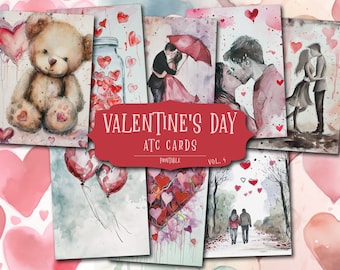 ATC-kaarten voor Valentijnsdag: collage romantische liefde (digitale download)