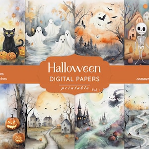 Vintage Halloween Digital Paper Set: Spooky Scrapbook Kit (Digital Download)