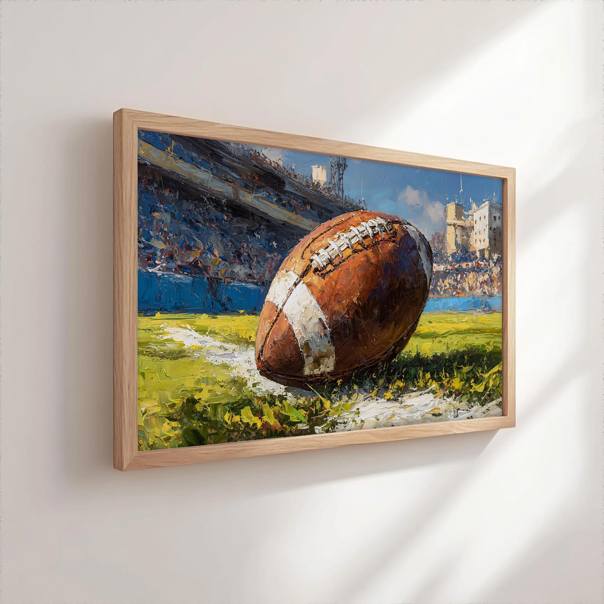 American Football Frame Computer American Football Frame TV Art, Vintage Game Ball Painting, Stadium ...