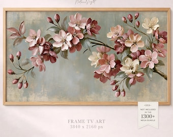 Vintage Cherry Blossom Painting Frame TV Art: Floral Screen Saver (Digital Download)