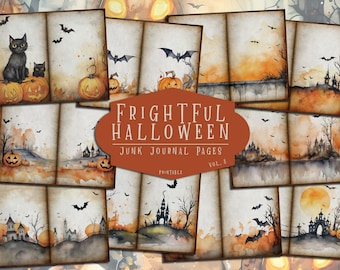 Gothic Halloween Junk Journal Pages, Vintage Gothic Scrapbook Paper, Spooky Ephemera Kit, Digital Download