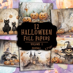 Halloween Junk Journal Papers | Gothic Digital Ephemera Kit | Printable Scrapbook Pages | Vintage Halloween Collage Sheets