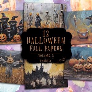 Halloween Digital Papers | Junk Journal Ephemera Kit | Spooky Scrapbook Printable | Vintage Halloween Collage Sheets | Spooky Backgrounds