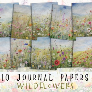 Wildflowers Collage Sheets, Floral Crating Papers, Flowers Ephemera, Junk Journal Supplies, Pages, Papers, Printable, Digital, Scrapbook