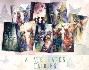 Fairy ATC Cards: Fantasy Forest Fairies Collage Cards (Digital Download)