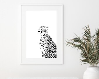 Cheetah Illustration Art Print: Animal Wall Decor