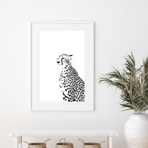 チーターのイラストアートプリント：動物の壁飾り
