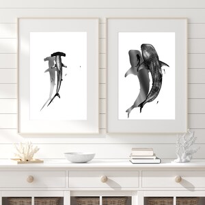 Hammerhead And Whale Shark Art Print set of 2
