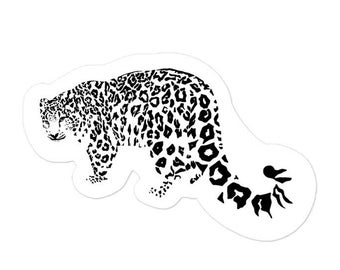 Snow Leopard Vinyl Sticker: Durable Wild Cat Decal