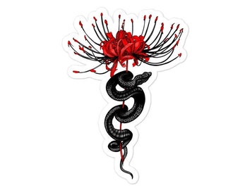 Adesivo per tatuaggio con giglio di serpente e ragno - Vinile