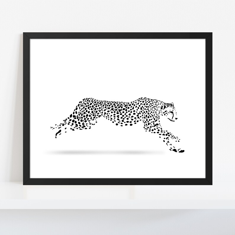 Cheetah Art Print Cat Drawing Printable Wall Art Instant Download Cat
