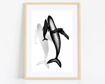 Humpback Whale Art Print: Ocean Animal Wall Decor (Digital Download)