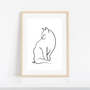 Printable Wall Art Printable Decor Cat art Print Cat Decor Cat one line drawing Instant Download