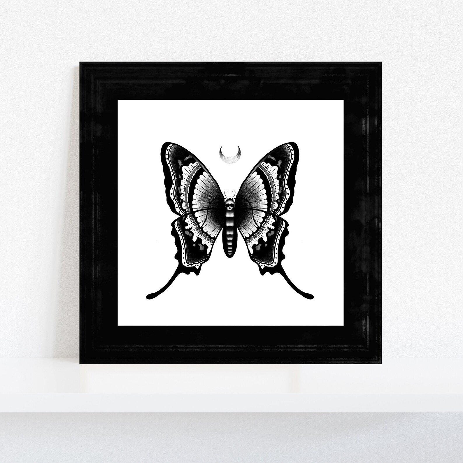 Moth Art Print - Death Moth - Moth Drawing - Skull Moth - Tattoo Moth ...