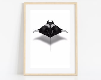 Manta Ray Print: Sea Life Wall Art (Digital Download)
