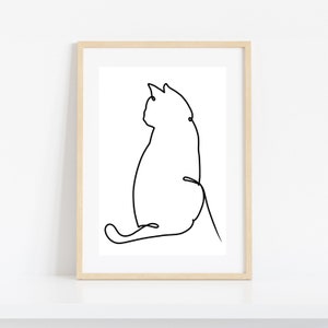 Minimalist Cat Line Art Print: Modern Home Decor (Digital Download)