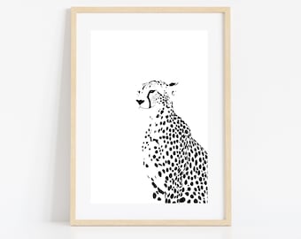 Cheetah Art Print: Minimalist Animal Wall Decor (Instant Download)