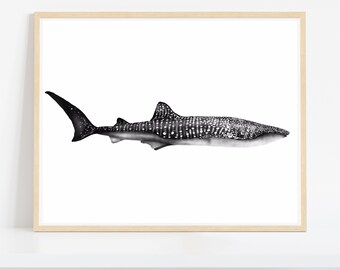Whale Shark Print: Minimalist Animal Wall Art (Digital Download)