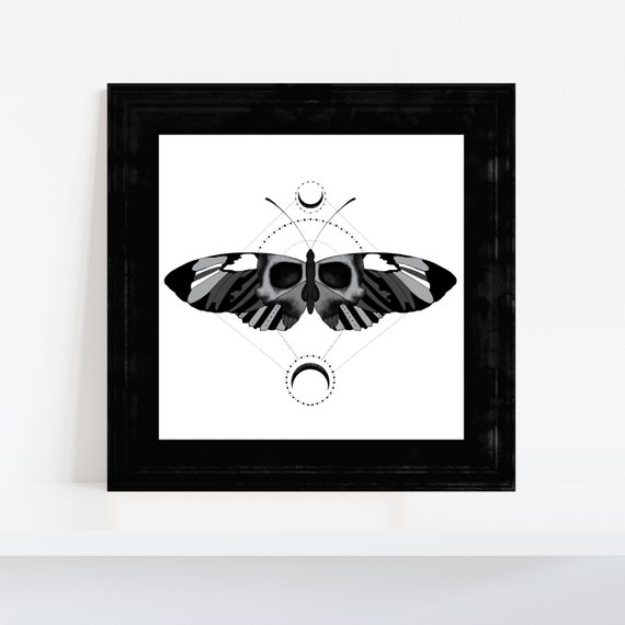 White Moth Print Instant Art INSTANT DOWNLOAD Printable Wall Decor
