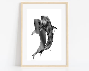 Whale Shark Art Print - Ocean Decor - Printable