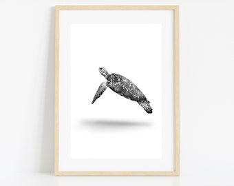 Turtle Art Print - Ocean Decor - Printable Wall Art - Instant Download - Printable Ocean Art