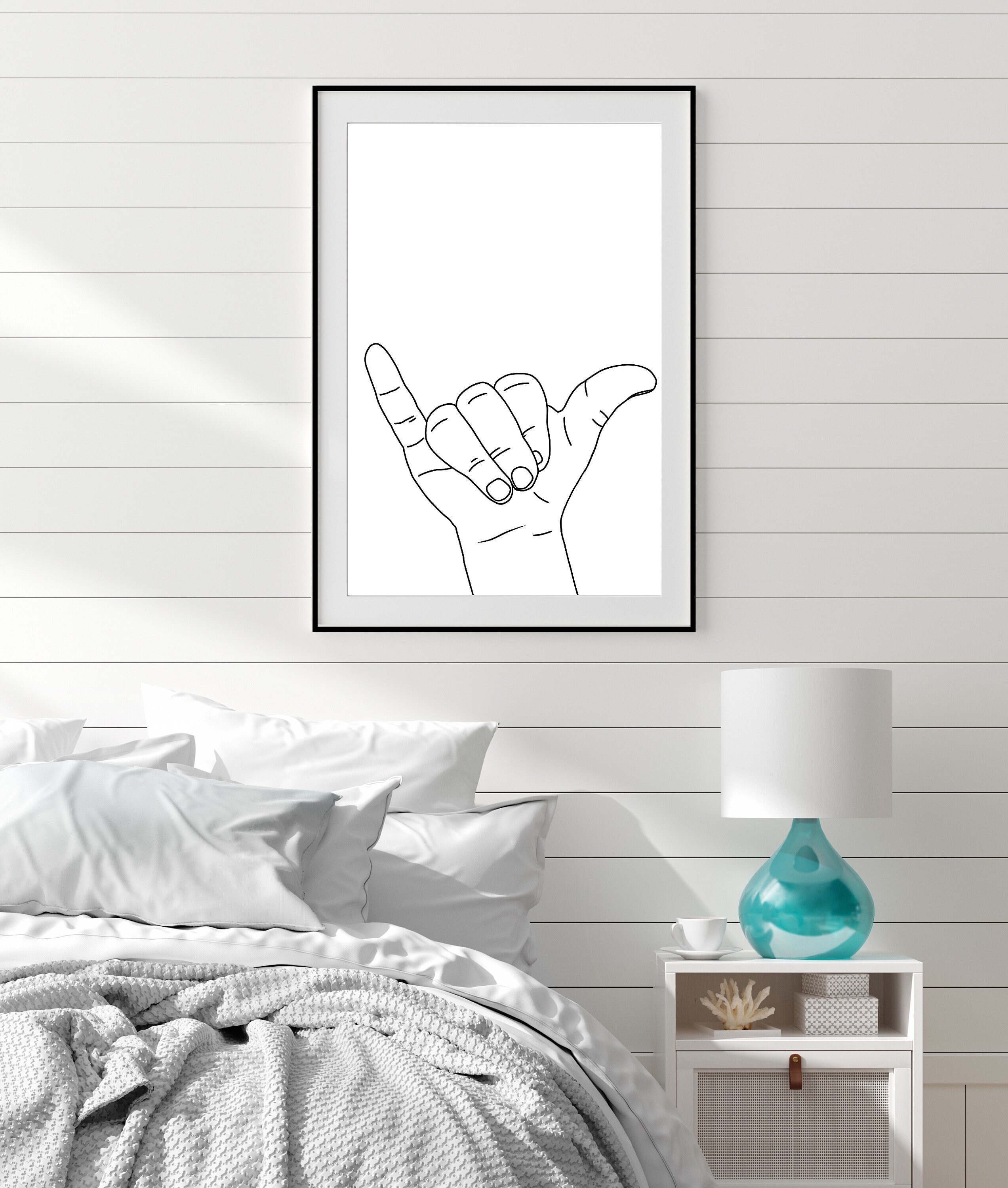 Shaka Hand - Hang Loose - Surfer Dude - Hand Gesture - Line Art Print ...