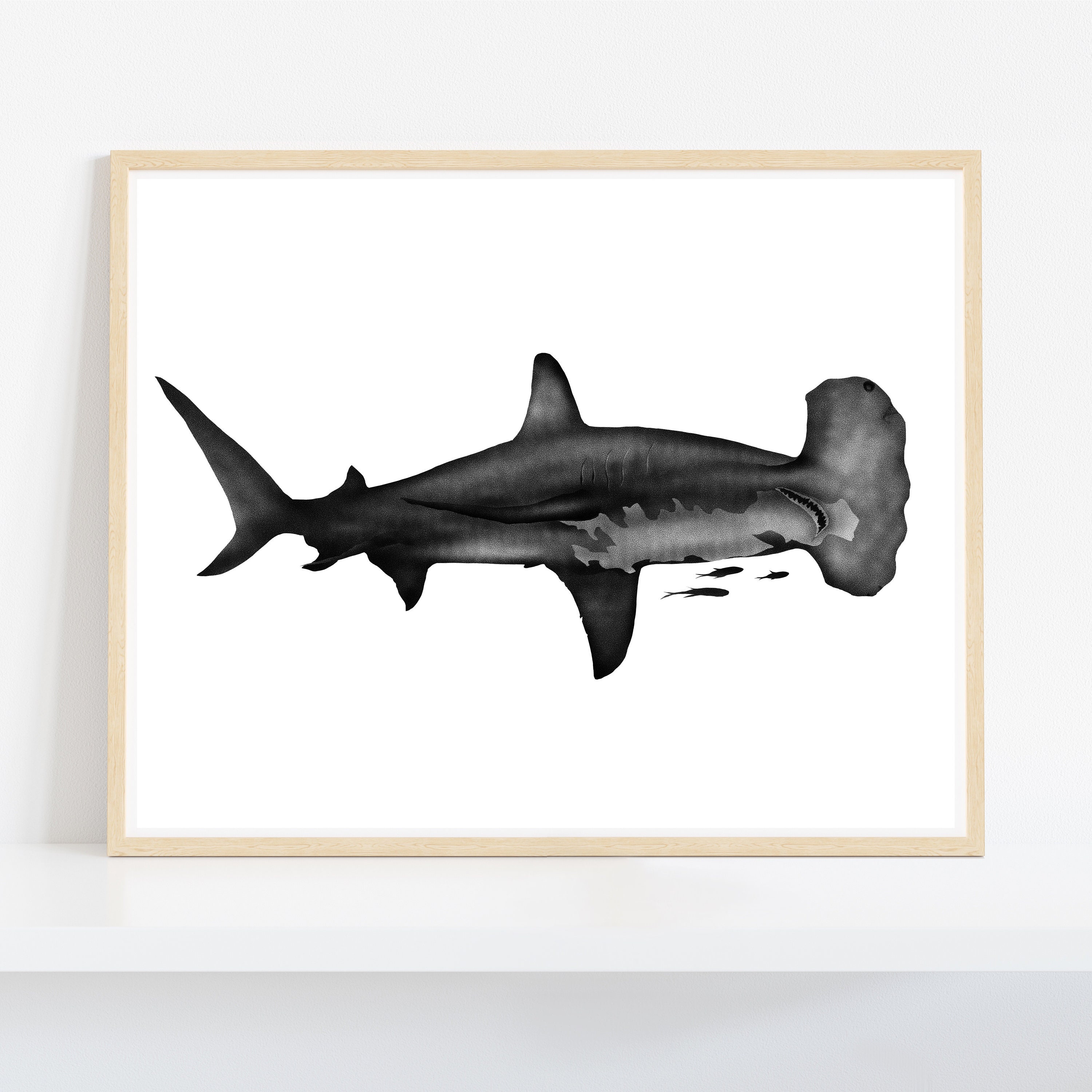 Hammerhead Shark Art Print - Shark Print - Printable Wall Art - Shark ...