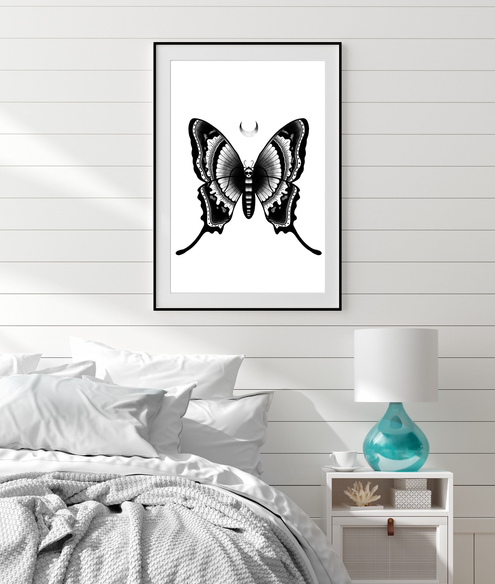 Moth Art Print - Death Moth - Moth Drawing - Skull Moth - Tattoo Moth ...
