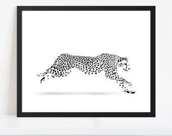 Cheetah Art Print: Cat Drawing, Wall Decor (Instant Download)