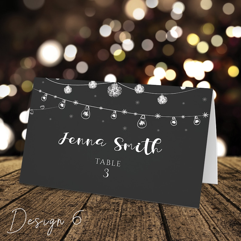 Personalised Rustic Table Place Name Cards Printed for Weddings Conferences /& Parties