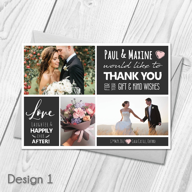 Premium Personalised Wedding Thank You Cards With Photo Etsy