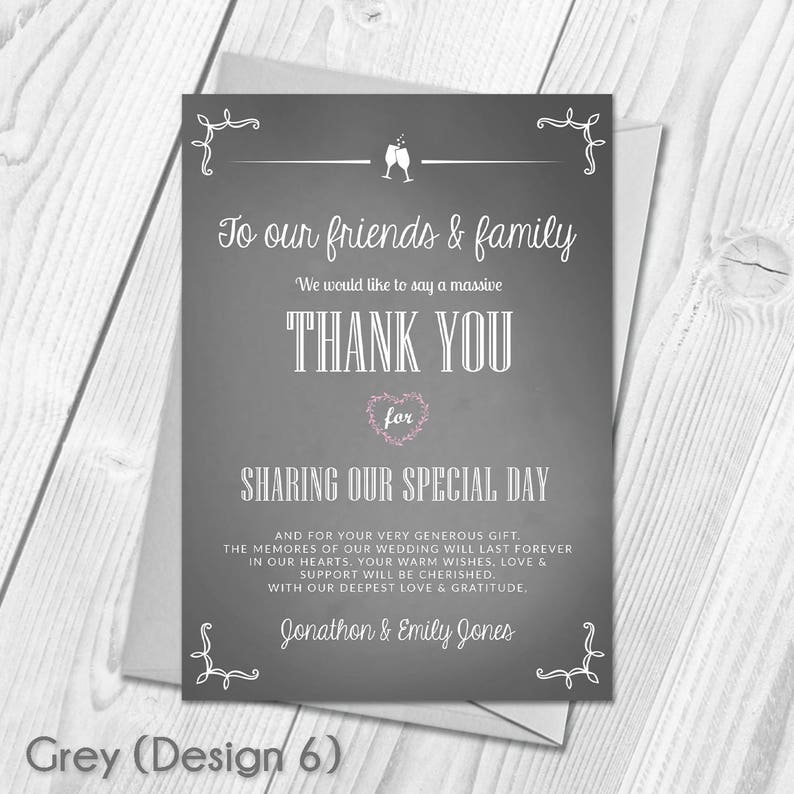 Digital Printable DIY PDF File Download Wedding Guest Thanks Premium Personalised Wedding Thank You Cards
