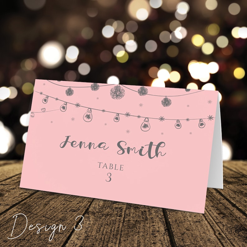 Personalised Rustic Table Place Name Cards Printed for Weddings Conferences /& Parties