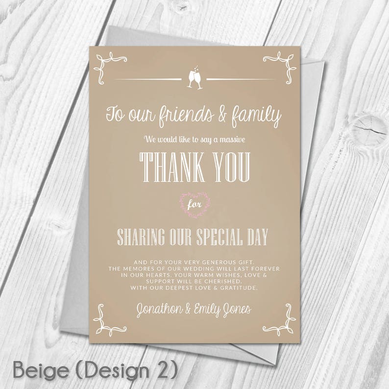 Digital Printable DIY PDF File Download Wedding Guest Thanks Premium Personalised Wedding Thank You Cards