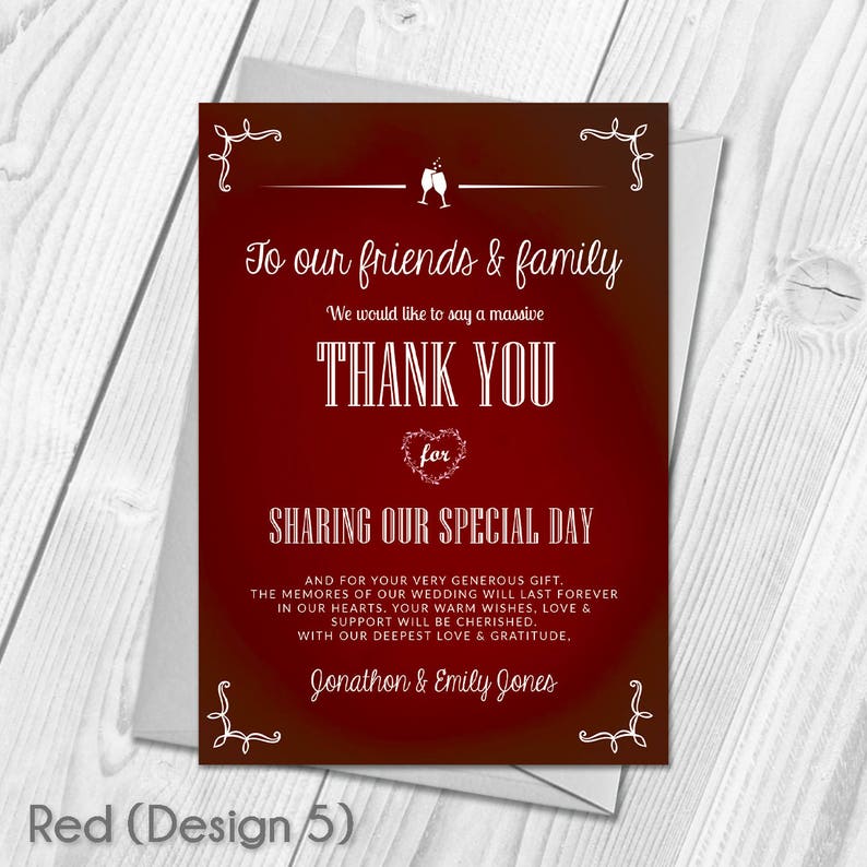 Digital Printable DIY PDF File Download Wedding Guest Thanks Premium Personalised Wedding Thank You Cards