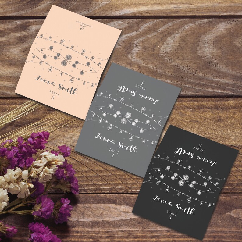 Personalised Rustic Table Place Name Cards Printed for Weddings Conferences /& Parties