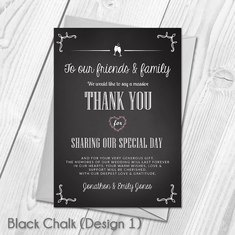 Digital Printable DIY PDF File Download Wedding Guest Thanks Premium Personalised Wedding Thank You Cards