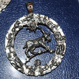 Estate Library Jewels Zodiac Sterling Large Medallion