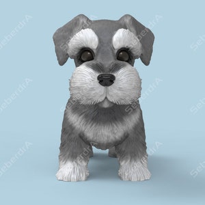 3D Model of Cute Puppy Schnauzer STL For 3D Print Model